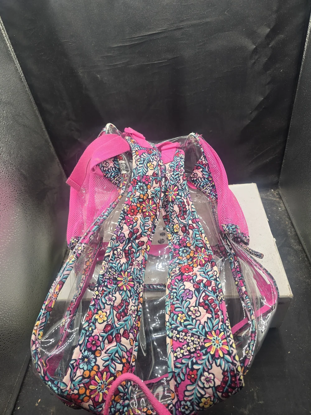 Vera Bradley Clear Backpack with Hot Pink Floral Trim
